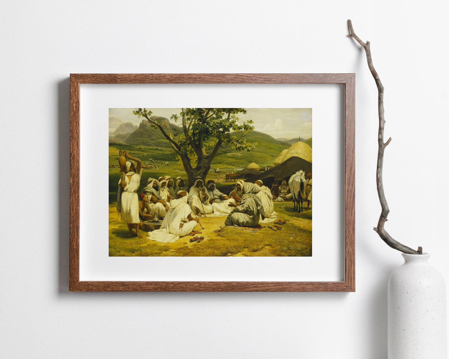 The Arab Tale Teller Painting by Horace Vernet Art Print wood framed hanging on wall