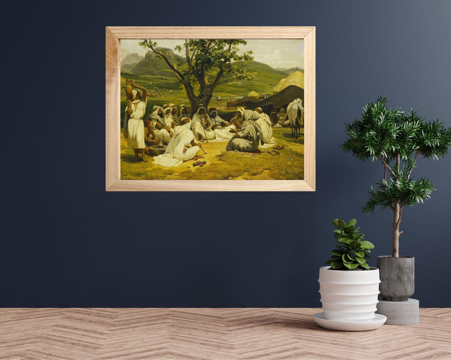 The Arab Tale Teller Painting by Horace Vernet Art Print pine wood framed hanging on wall