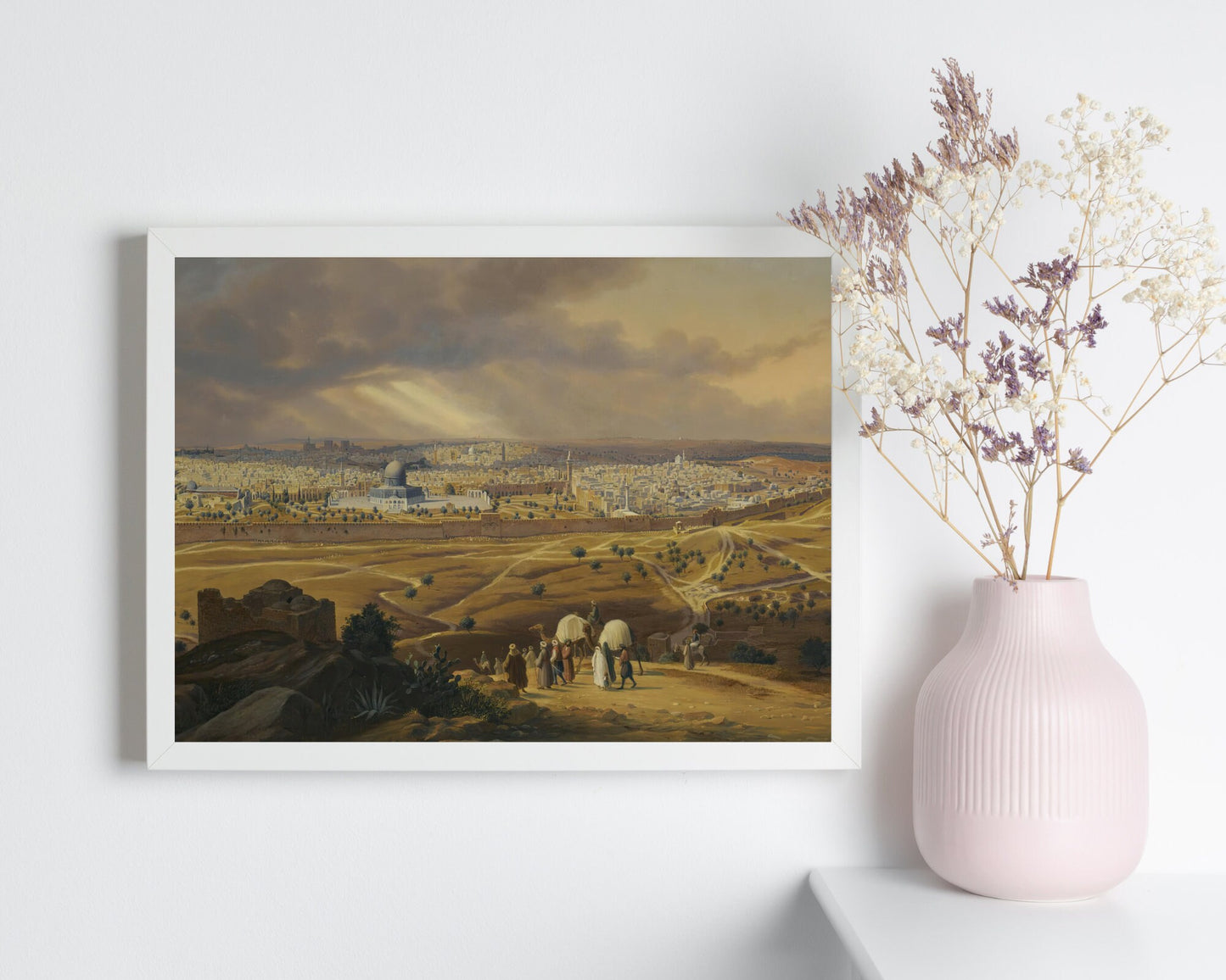 View of Jerusalem painting by Hubert Sattler Art Print in white frame