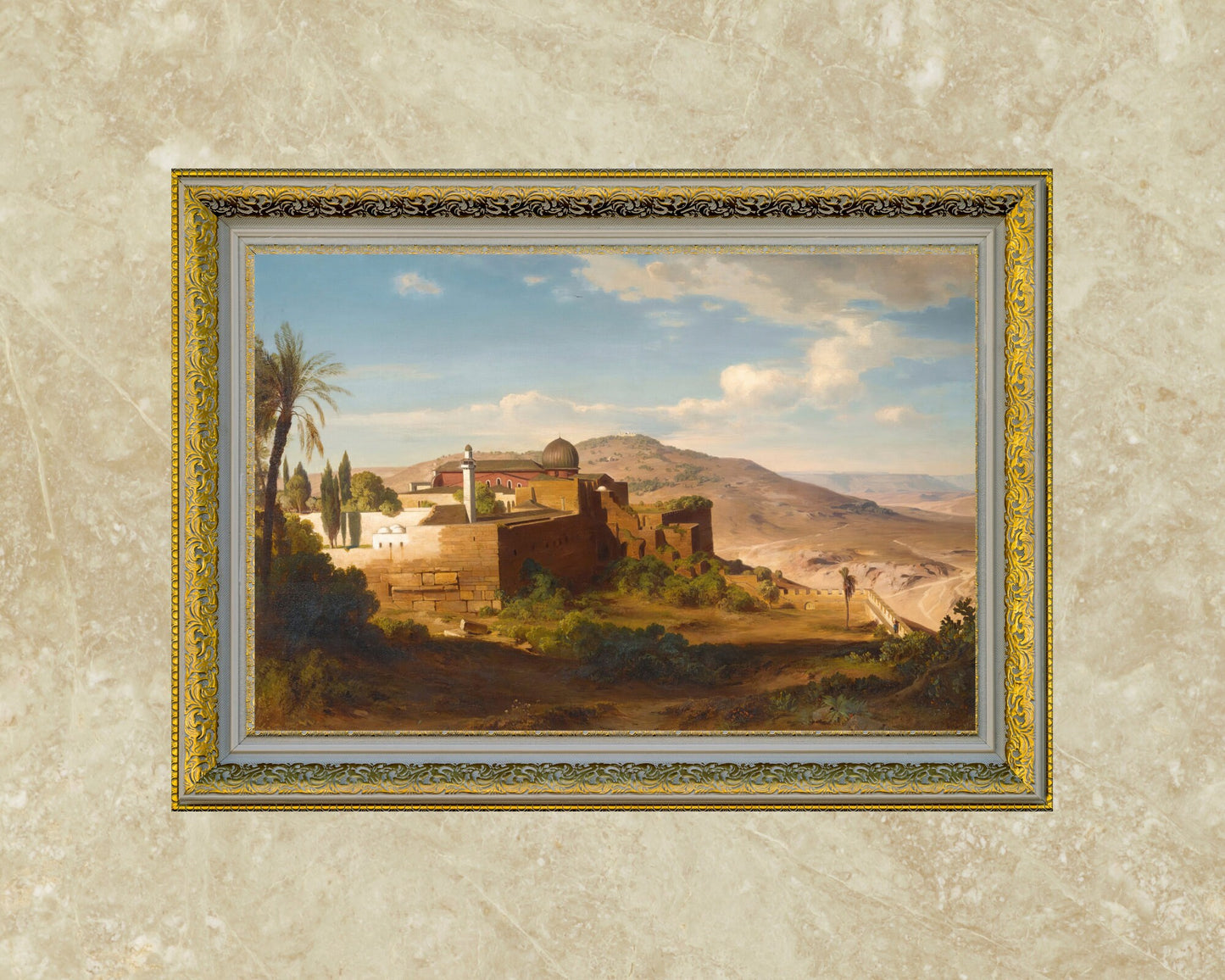 Al-Aqsa Mosque Jerusalem by August Loffler Art Print gold frame