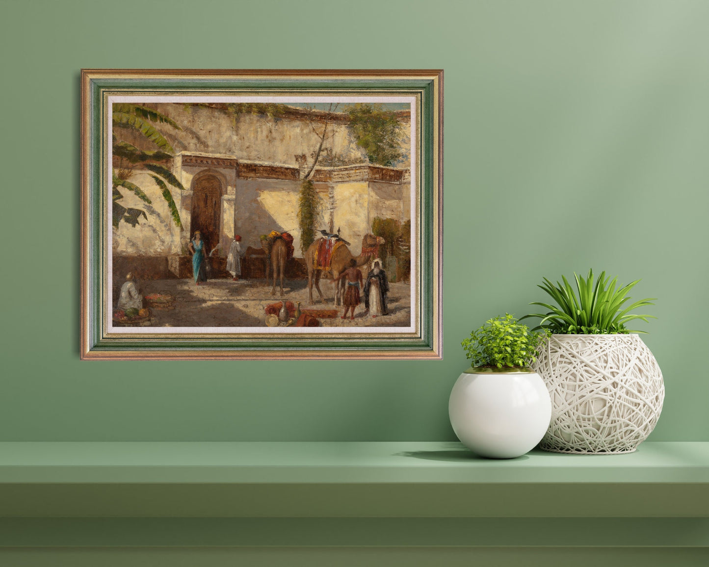 Arab Street Scene by William Gifford Art Print hanging on wall above shelf