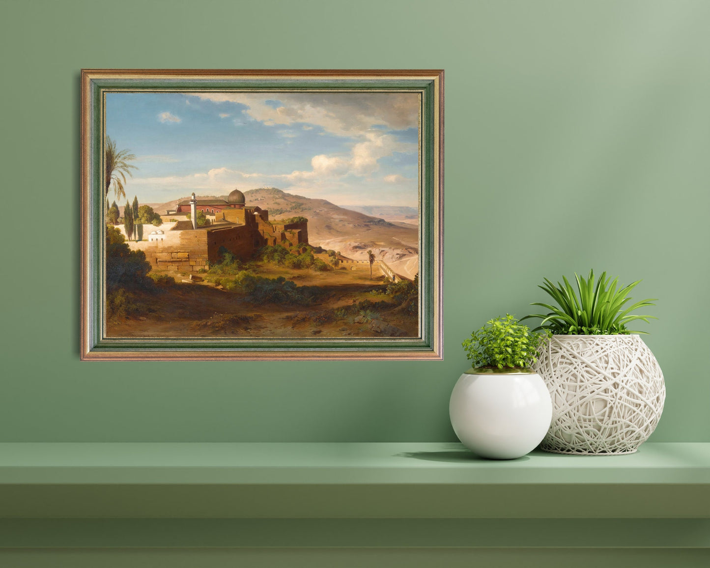 Al-Aqsa Mosque Jerusalem by August Loffler Art Print framed hanging above shelf