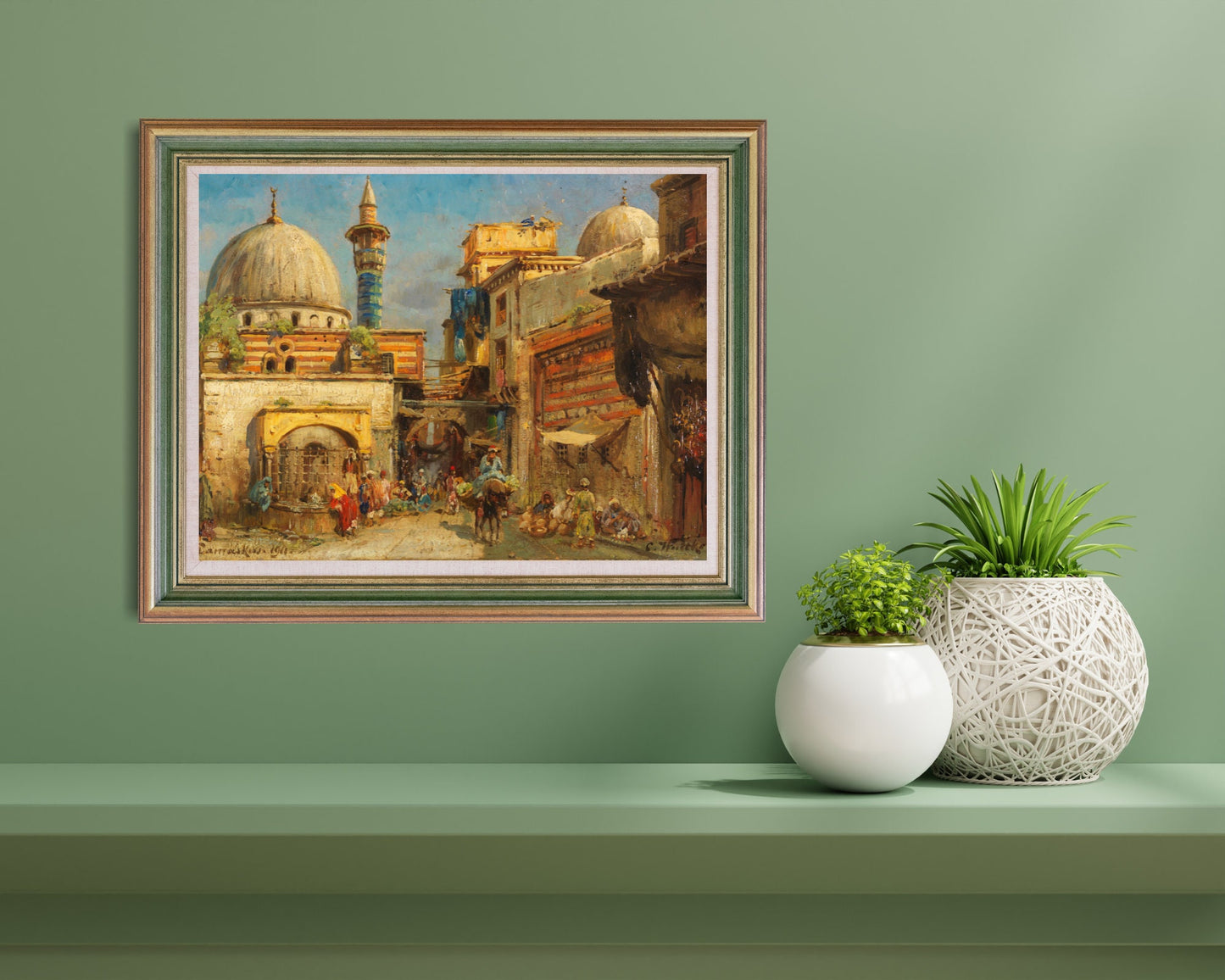 Market in Damascus Paint by Carl Wuttke Wall Art Print framed