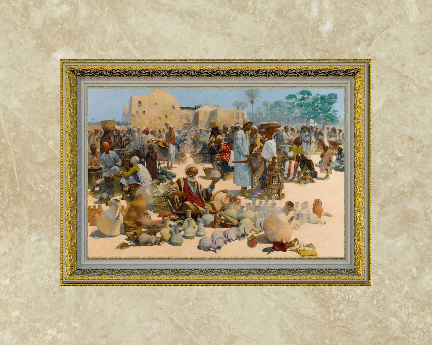 The Pottery Seller by Alphons Leopold Art Print Reproduction gold frame