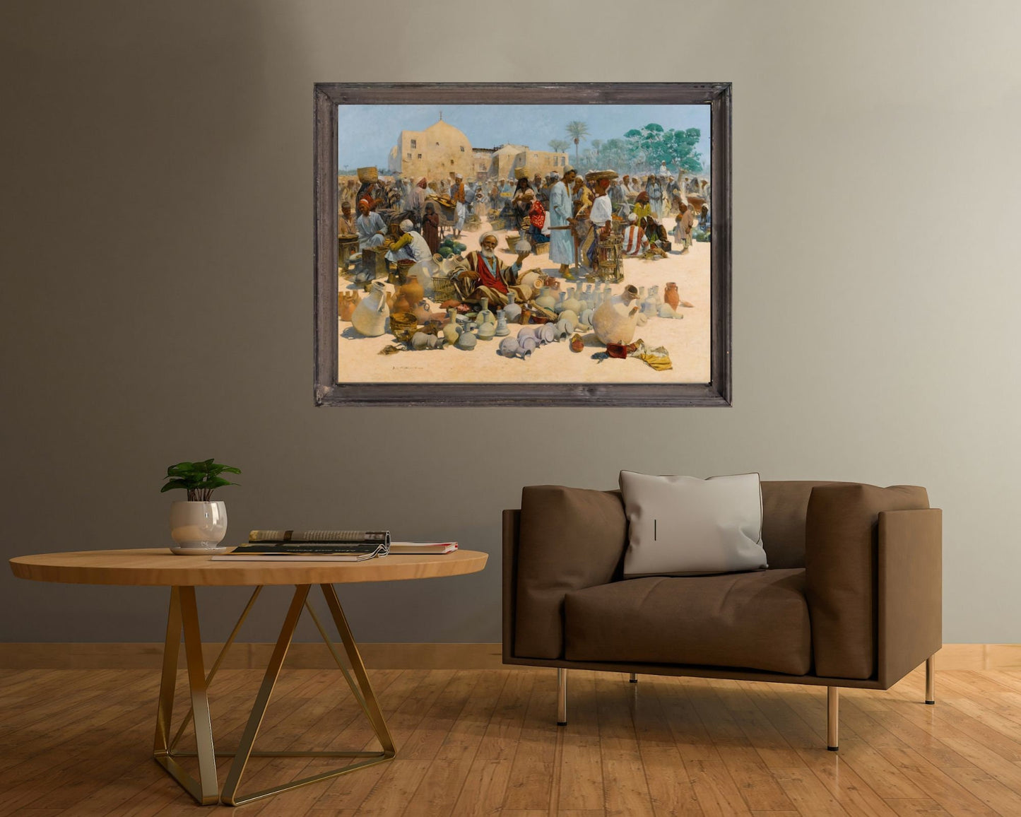 The Pottery Seller by Alphons Leopold Art Print Reproduction hanging in living room