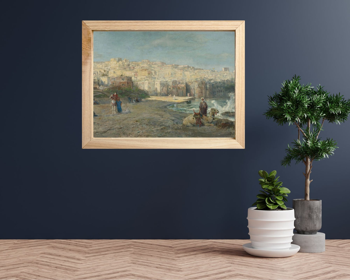 A Port of Jaffa Painting by Pierre Tetar Art Print Reproduction framed