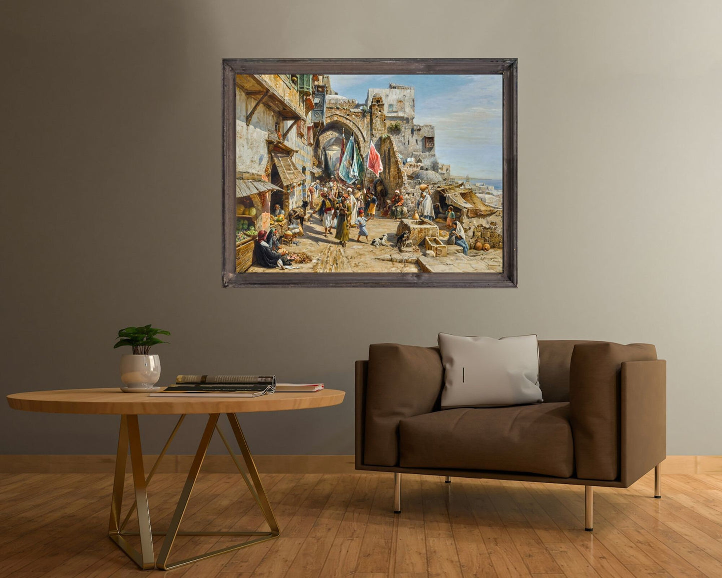 A Procession in Jaffa Painting by Gustav Baurenfiend Wall Art Print framed