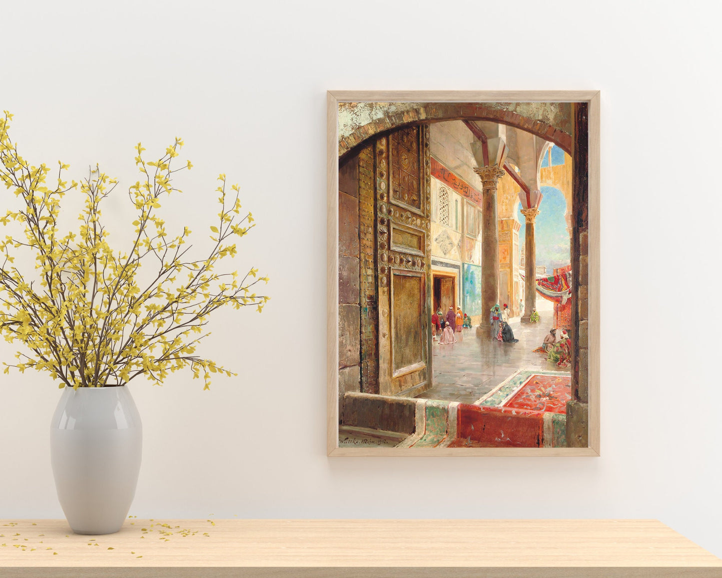 The Great Umayyad Mosque Painting by Gustav Bauernfeind Wall Art Print wood frame
