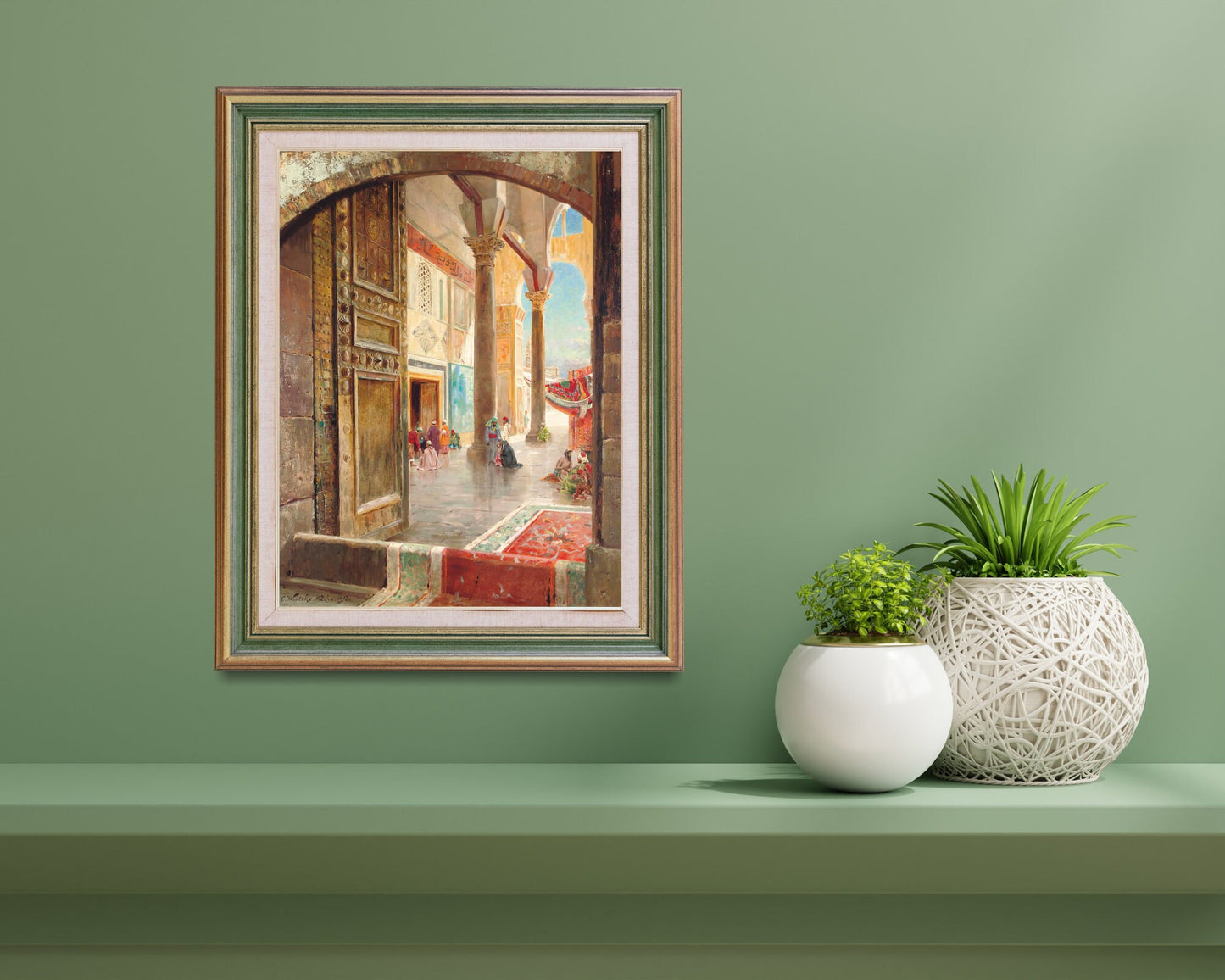 The Great Umayyad Mosque Painting by Gustav Bauernfeind Wall Art Print framed