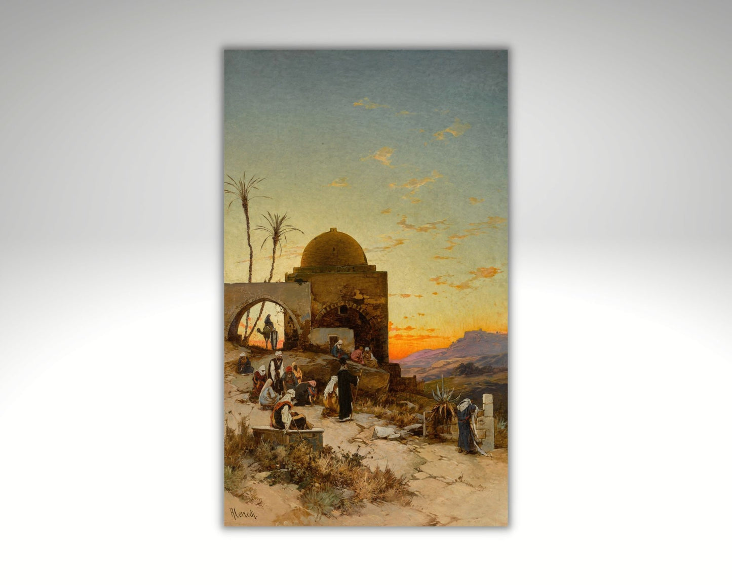 Evening Prayers Outside Jerusalem by Hermann Corrodi Wall Art Print reproduction