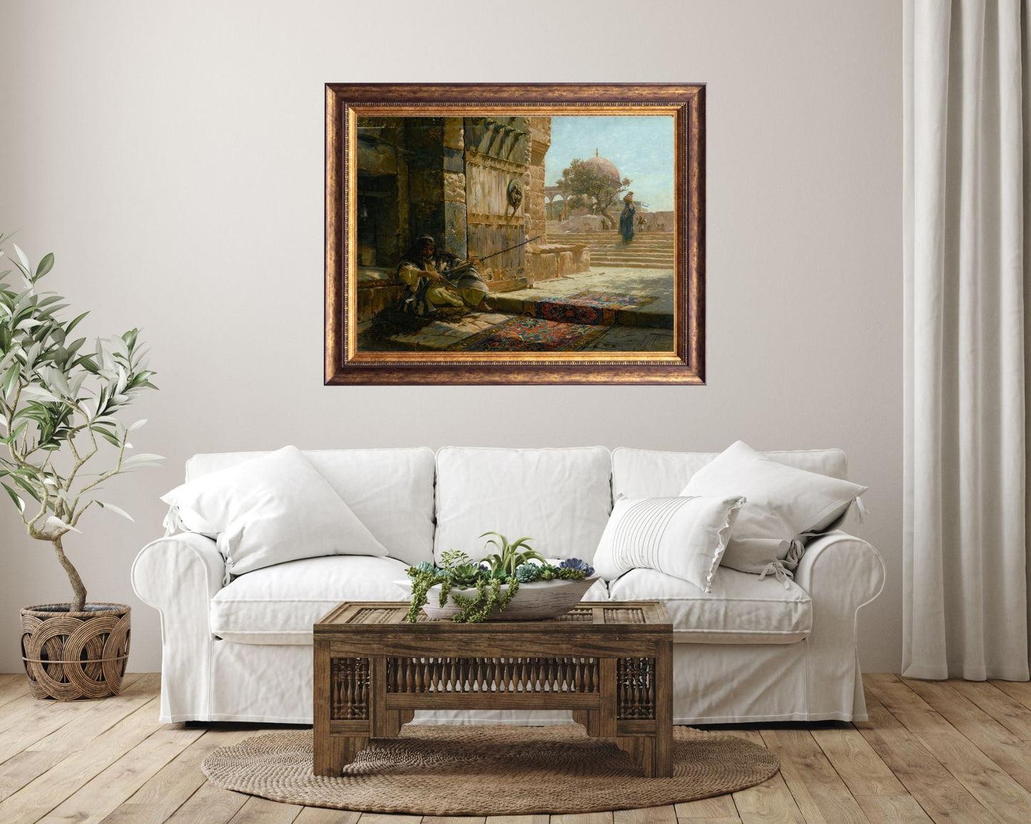 Sentinel at the Entrance by Gustav Bauernfeind Art Print Reproduction hanging above sofa
