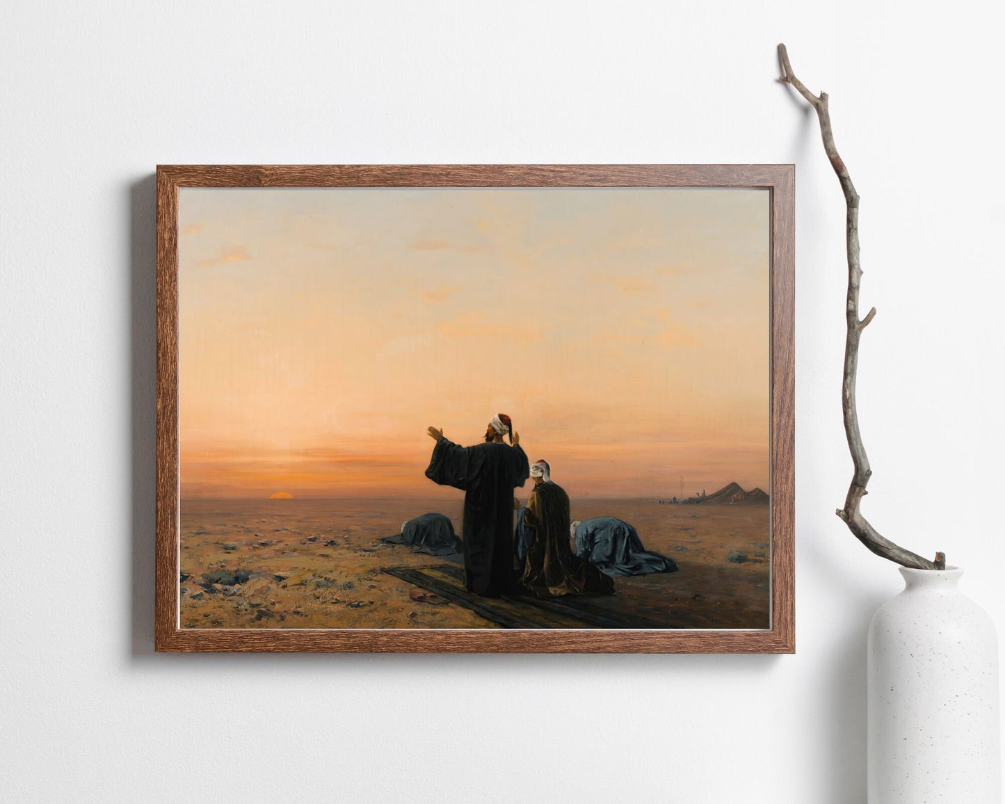 Morning Prayers Painting by August Veillon Wall Art Print wood frame