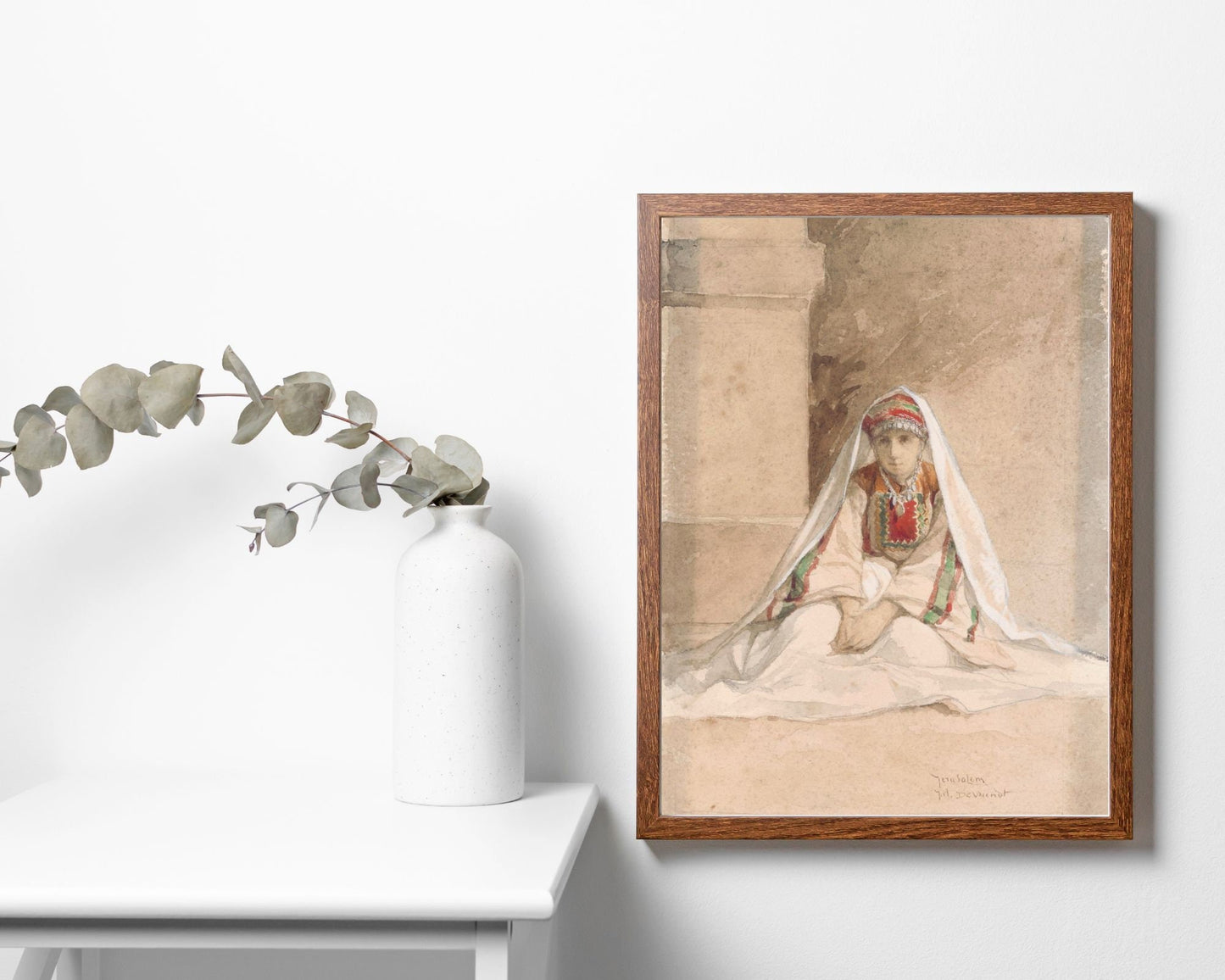 Girl From Jerusalem Painting by Juliaan De Vriendt Wall Art Print wood framed