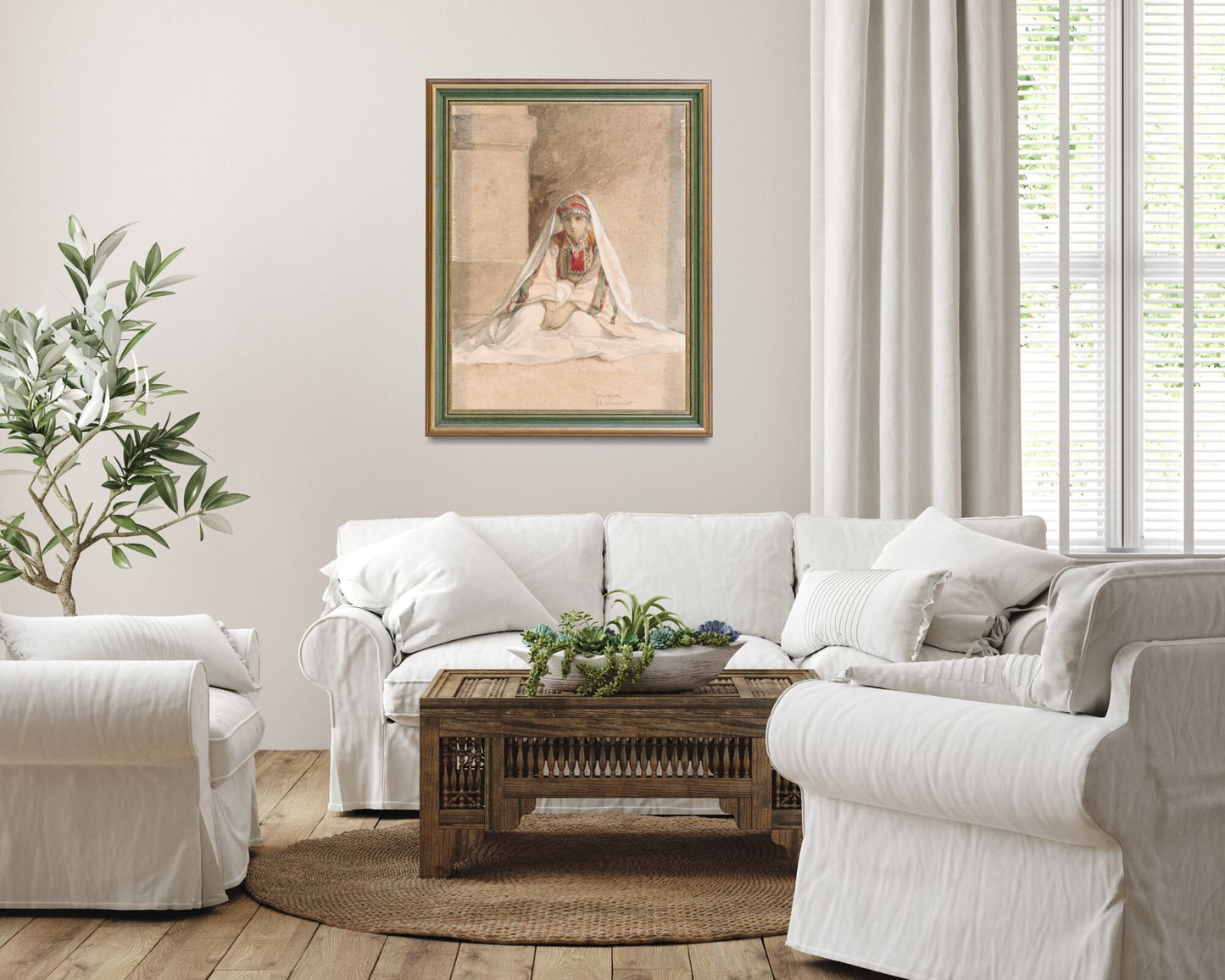 Girl From Jerusalem Painting by Juliaan De Vriendt Wall Art Print hanging on living room wall