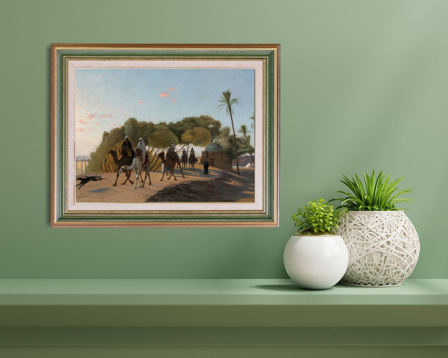 Leaving the Oasis Painting by Jean Leon Gerome Wall Art Print framed
