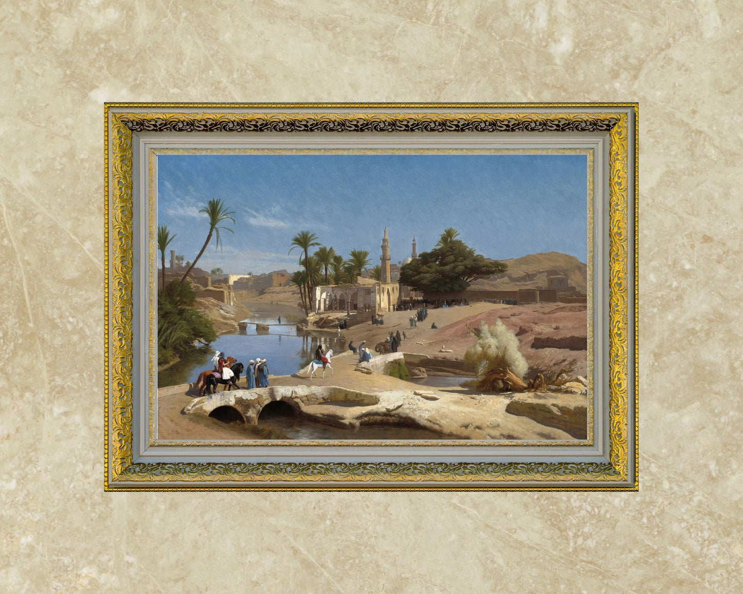 View from Medinat El-Fayoum by Jean Leon Gerome Art Print gold frame