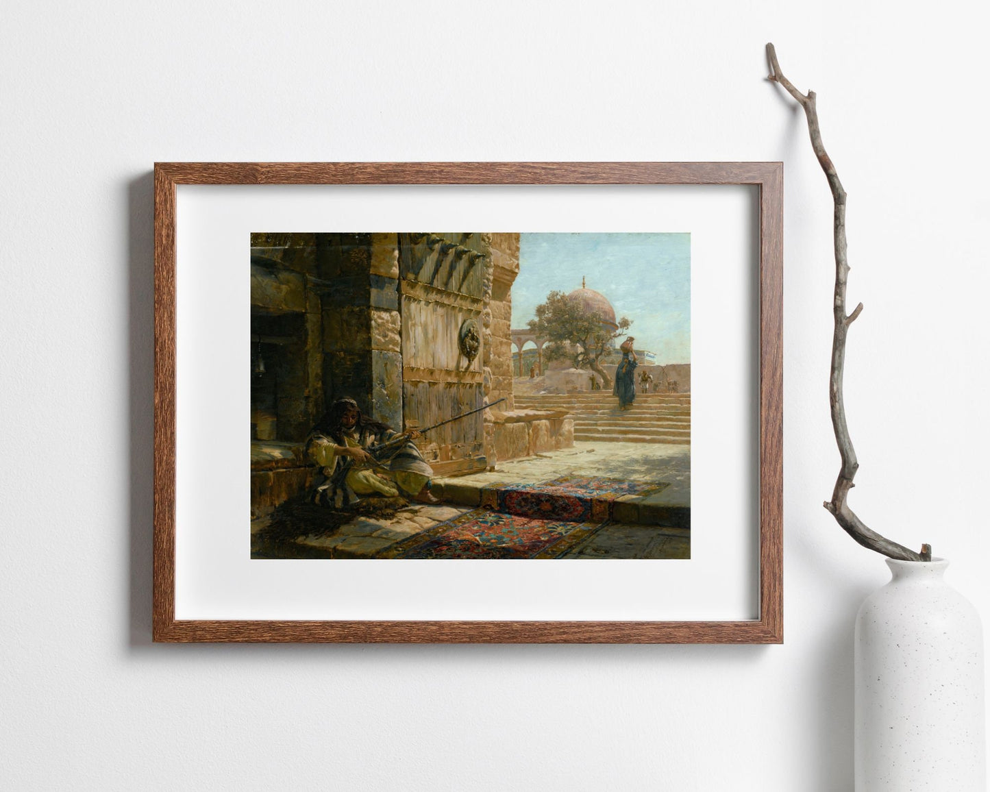 Sentinel at the Entrance by Gustav Bauernfeind Art Print Reproduction wood framed