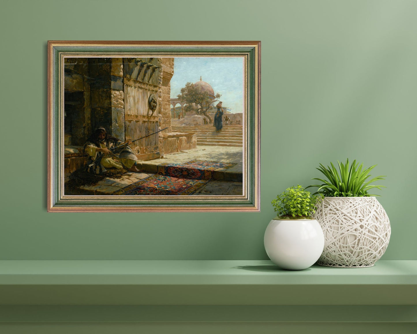 Sentinel at the Entrance by Gustav Bauernfeind Art Print Reproduction hanging on wall above shelf