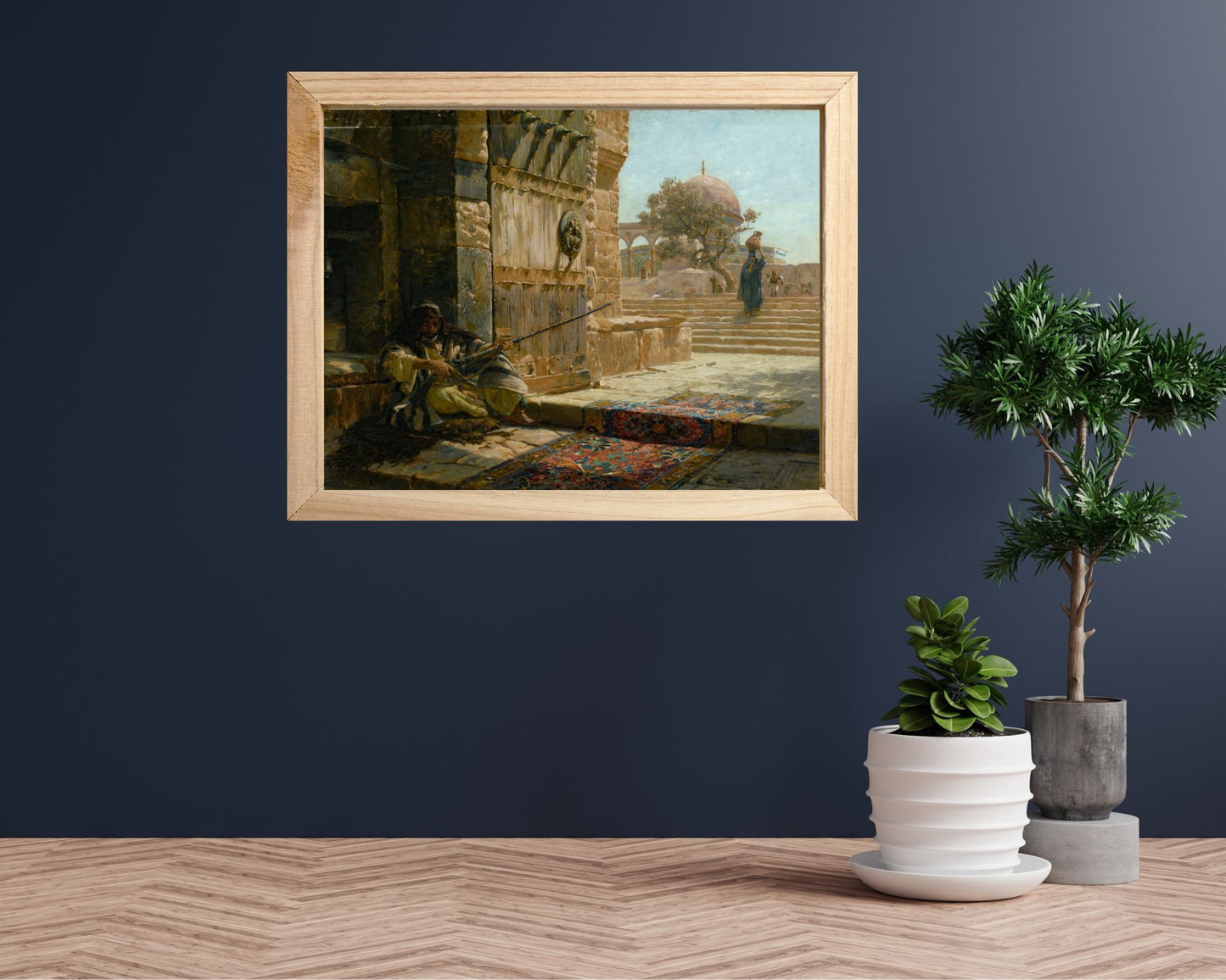 Sentinel at the Entrance by Gustav Bauernfeind Art Print Reproduction hanging on wall next to plants