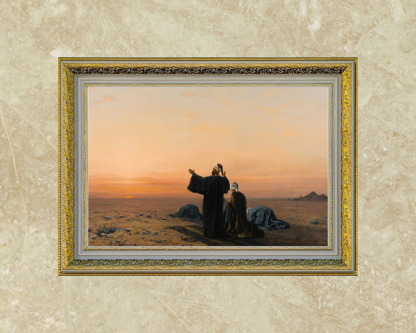 Morning Prayers Painting by August Veillon Wall Art Print framed