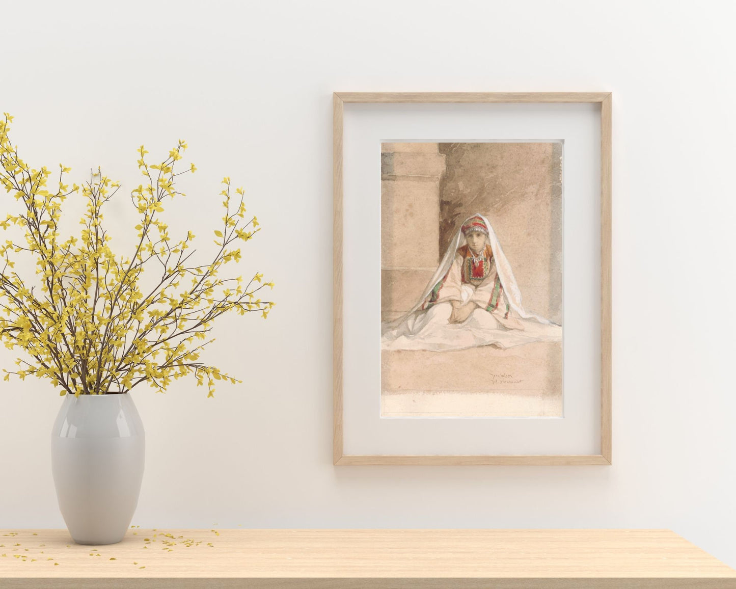 Girl From Jerusalem Painting by Juliaan De Vriendt Wall Art Print wood frame