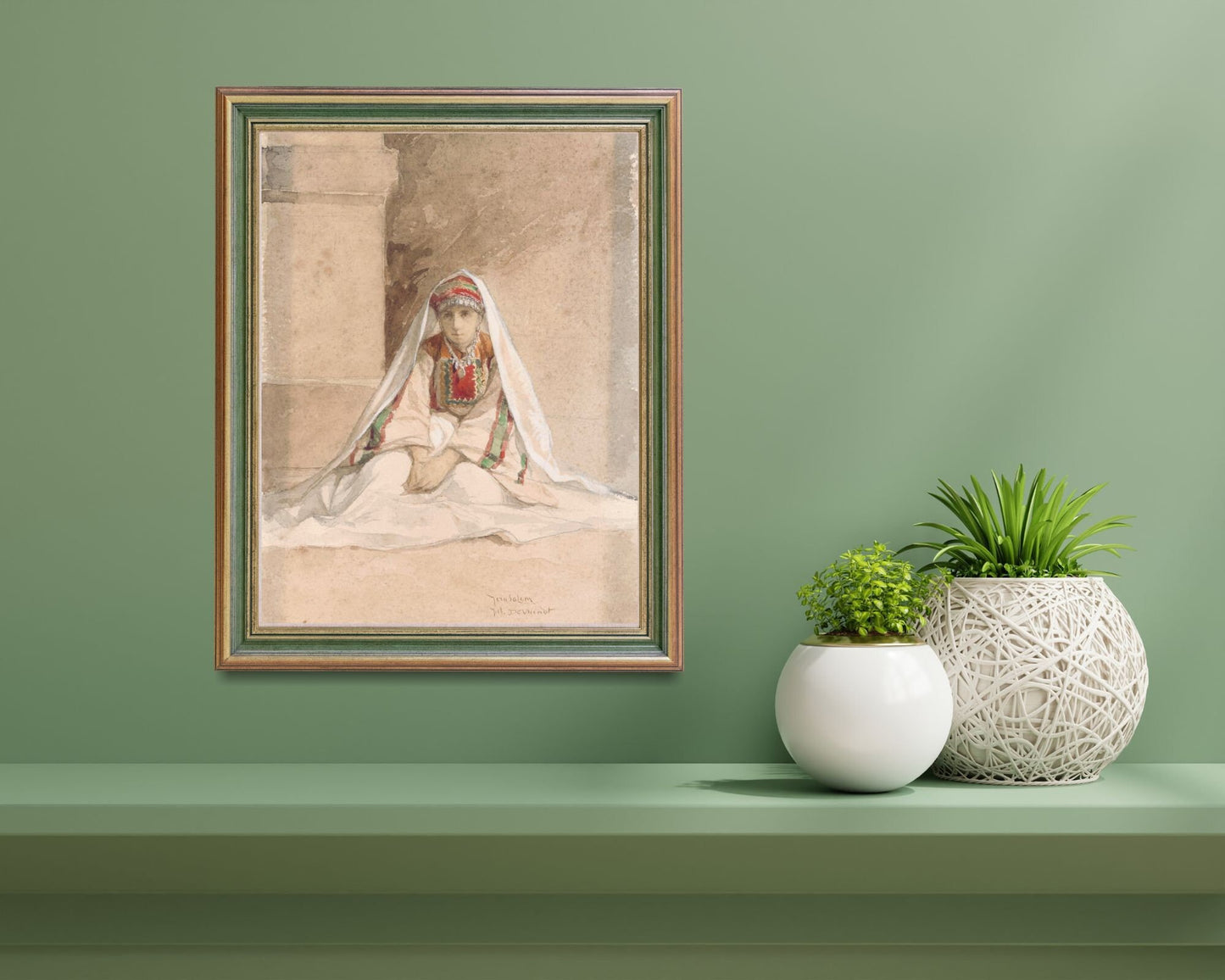 Girl From Jerusalem Painting by Juliaan De Vriendt Wall Art Print framed