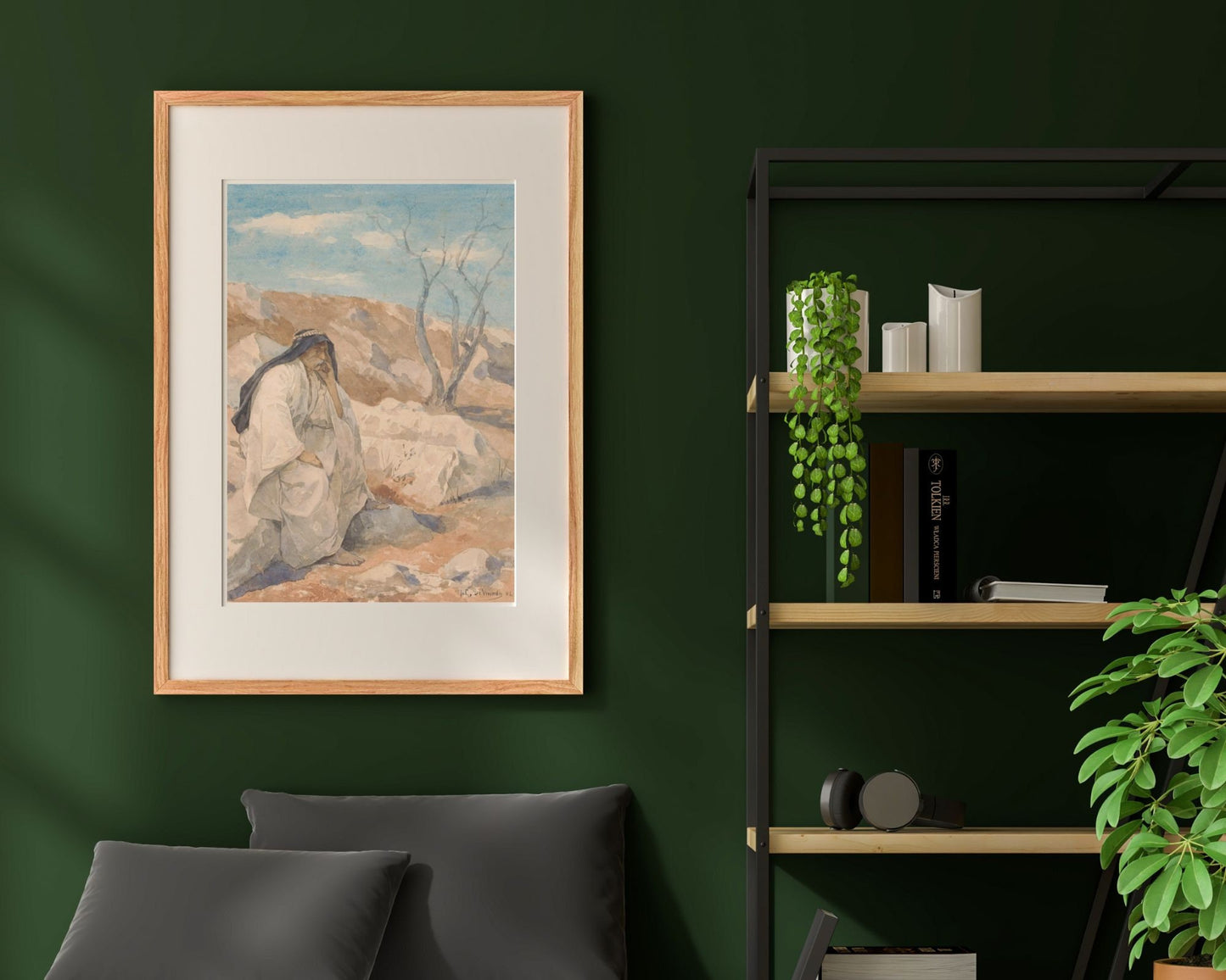 Seated Man in a Desert Painting by Juliaan De Vriendt Wall Art Print