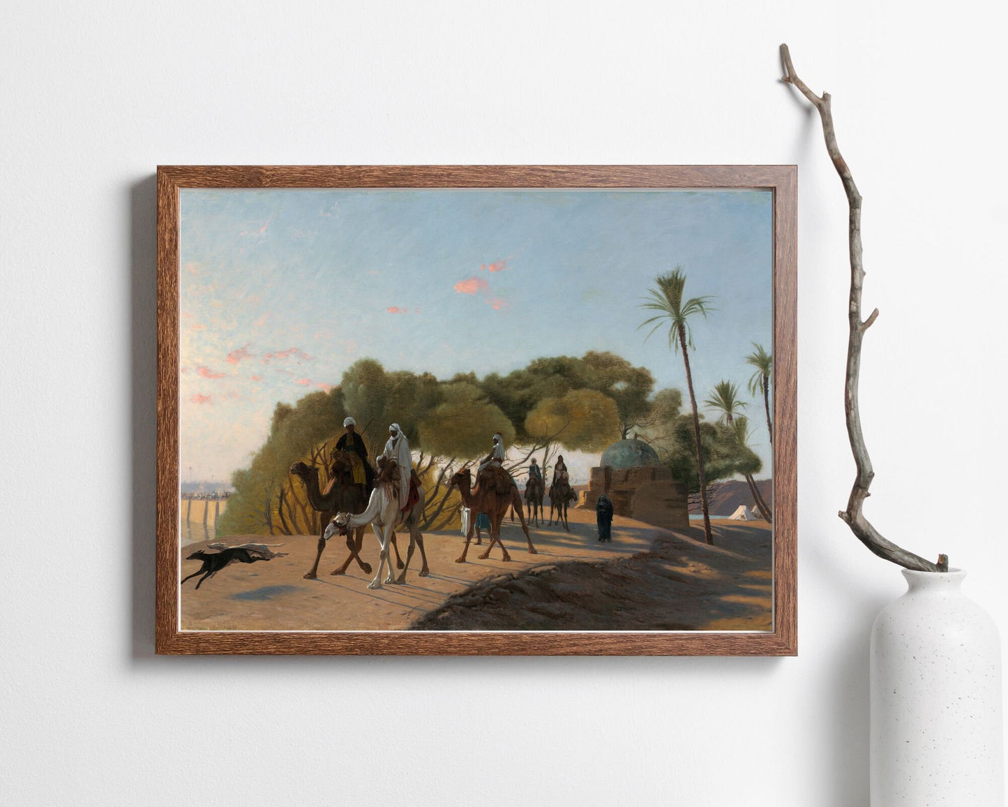 Leaving the Oasis Painting by Jean Leon Gerome Wall Art Print wood frame