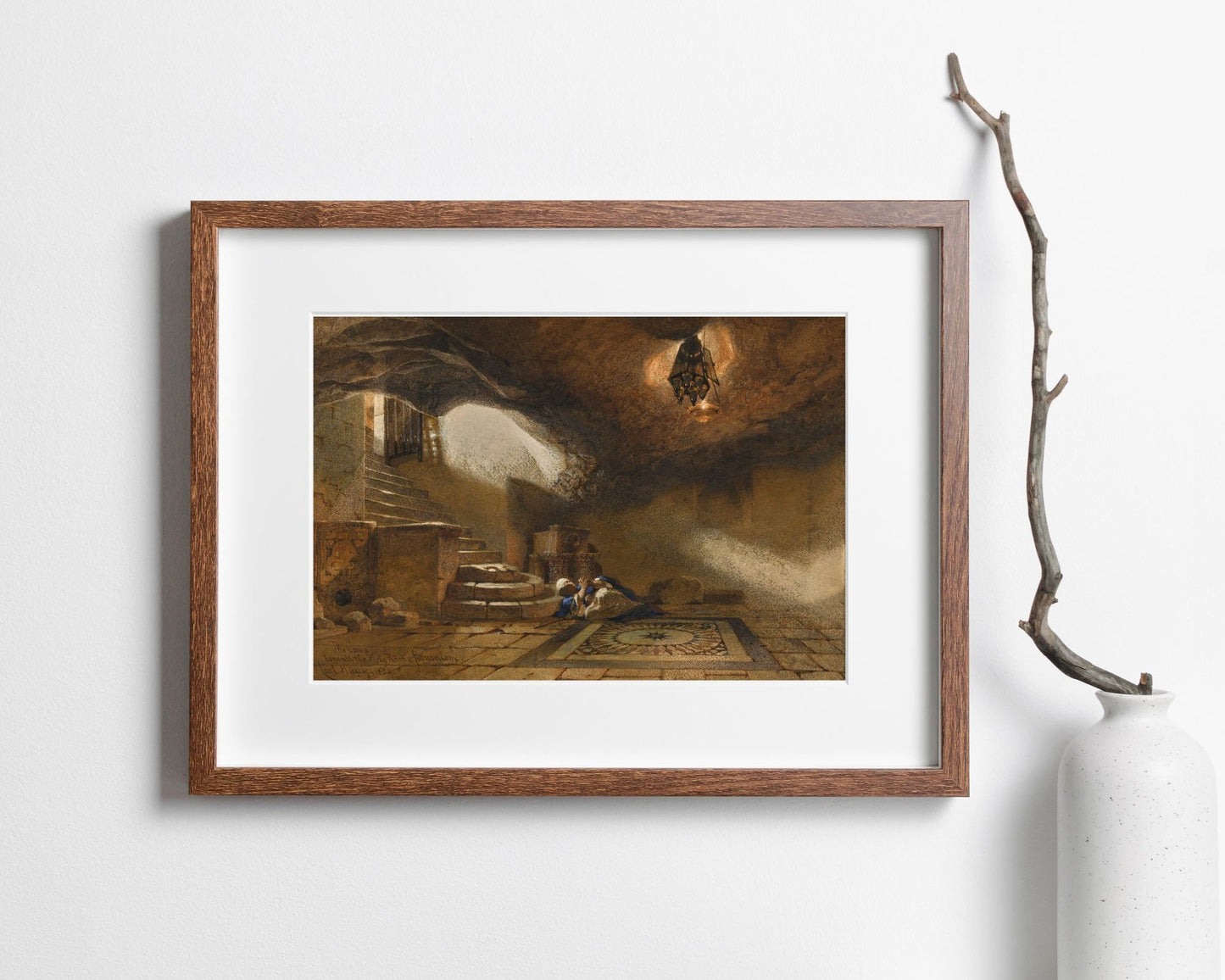 The Cave Beneath The Holy Rock Painting by Carl Haag Art Print wood frame