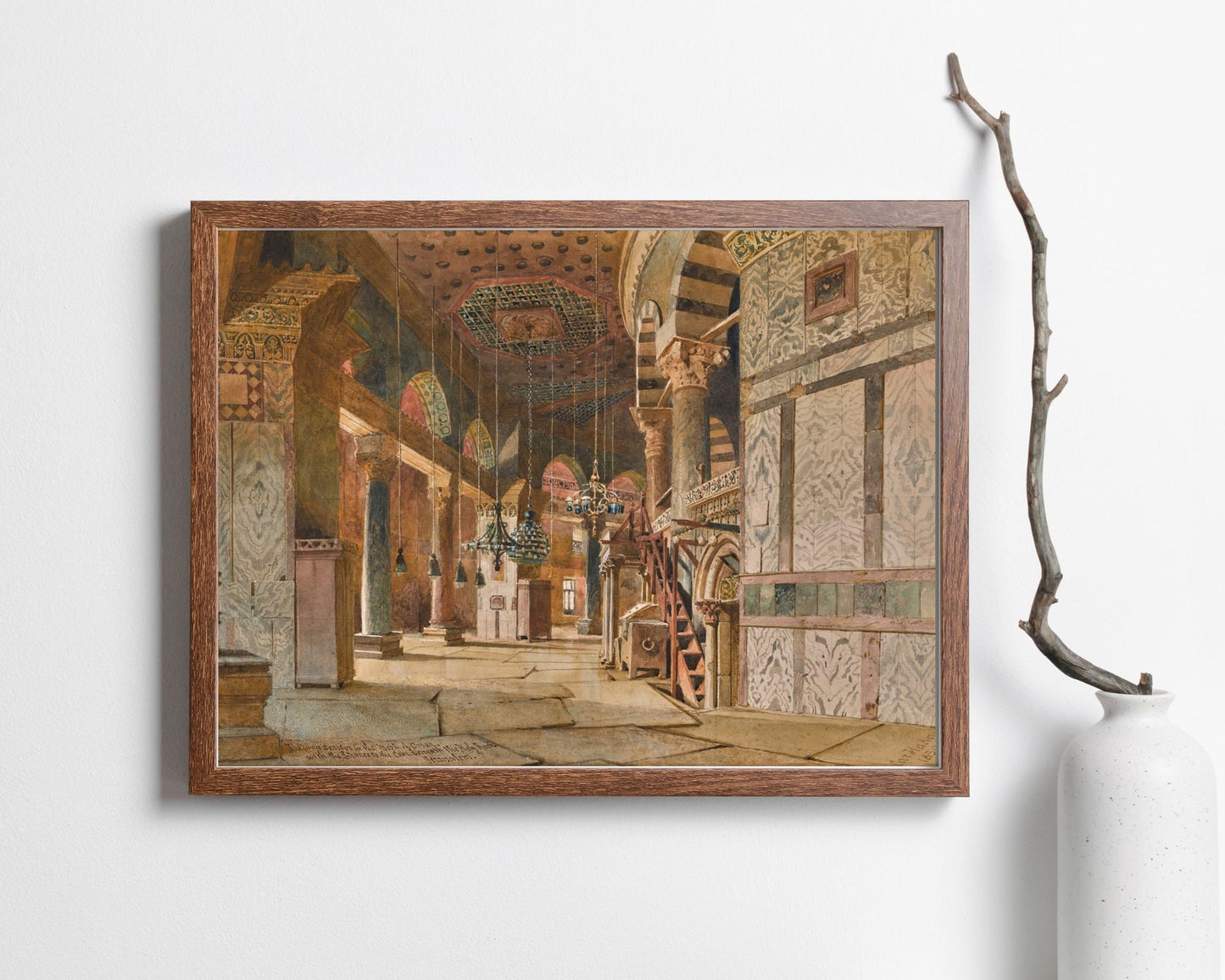 The Inner Corridor of the Dome of the Rock Painting by Carl Haag Art Print wood frame