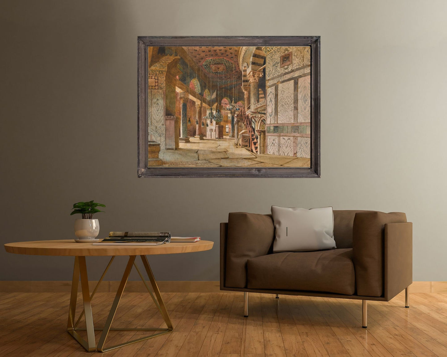 The Inner Corridor of the Dome of the Rock Painting by Carl Haag Art Print framed