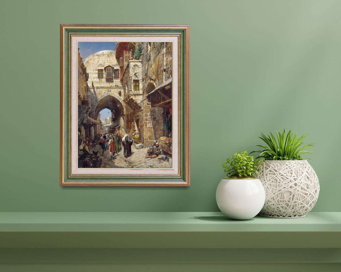 David Street Painting by Gustav Bauernfeind Wall Art Print framed