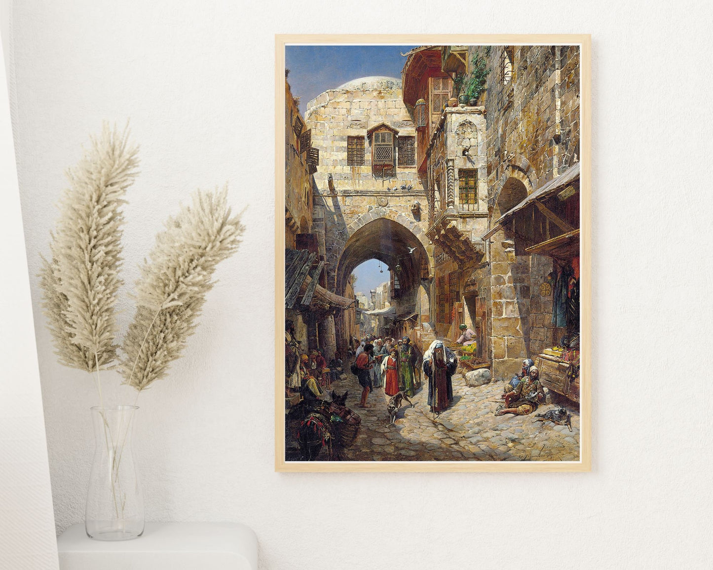 David Street Painting by Gustav Bauernfeind Wall Art Print wood framed