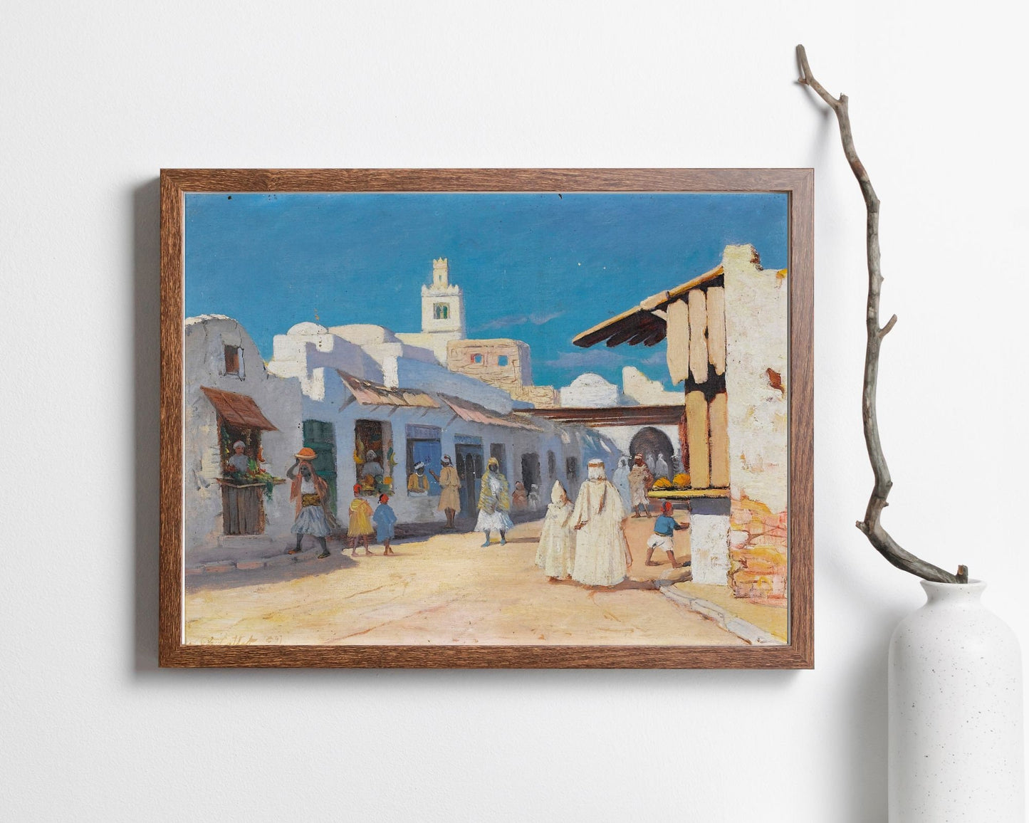 A Street in Tunis Painting by Charles Cottet Art Print Reproduction wood frame