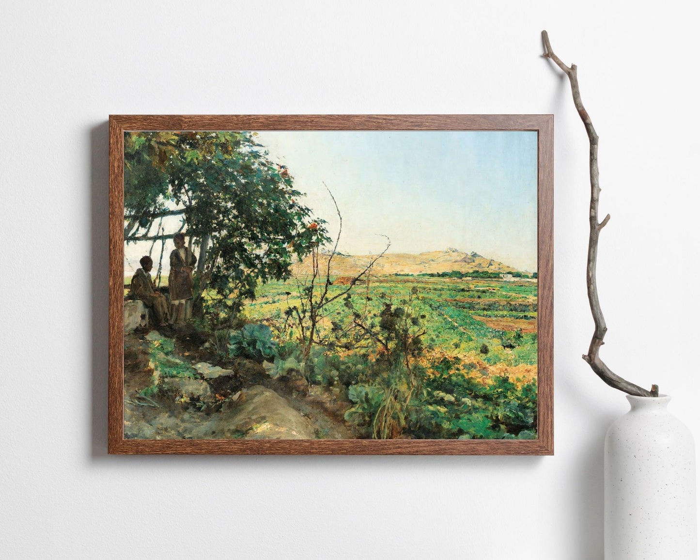 Landscape of the Suburbs of Tunis by Emile Friaht Wall Art Print wood frame