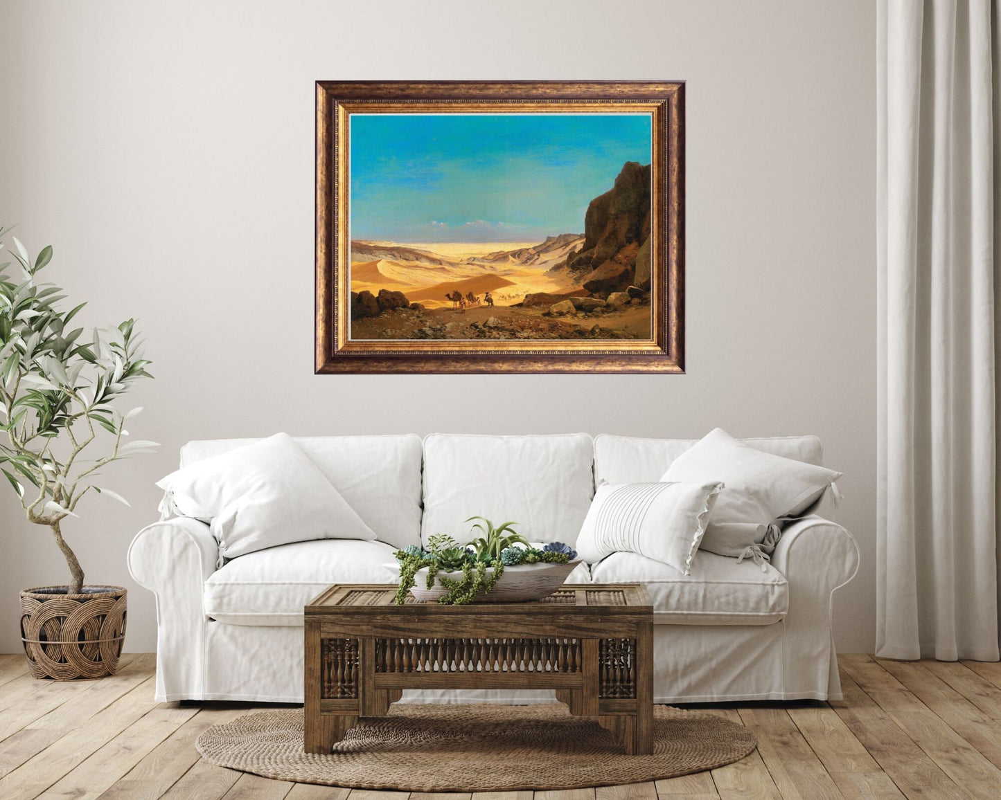 The Libyan Desert Painting by Carl Hasch Wall Art Print gold framed