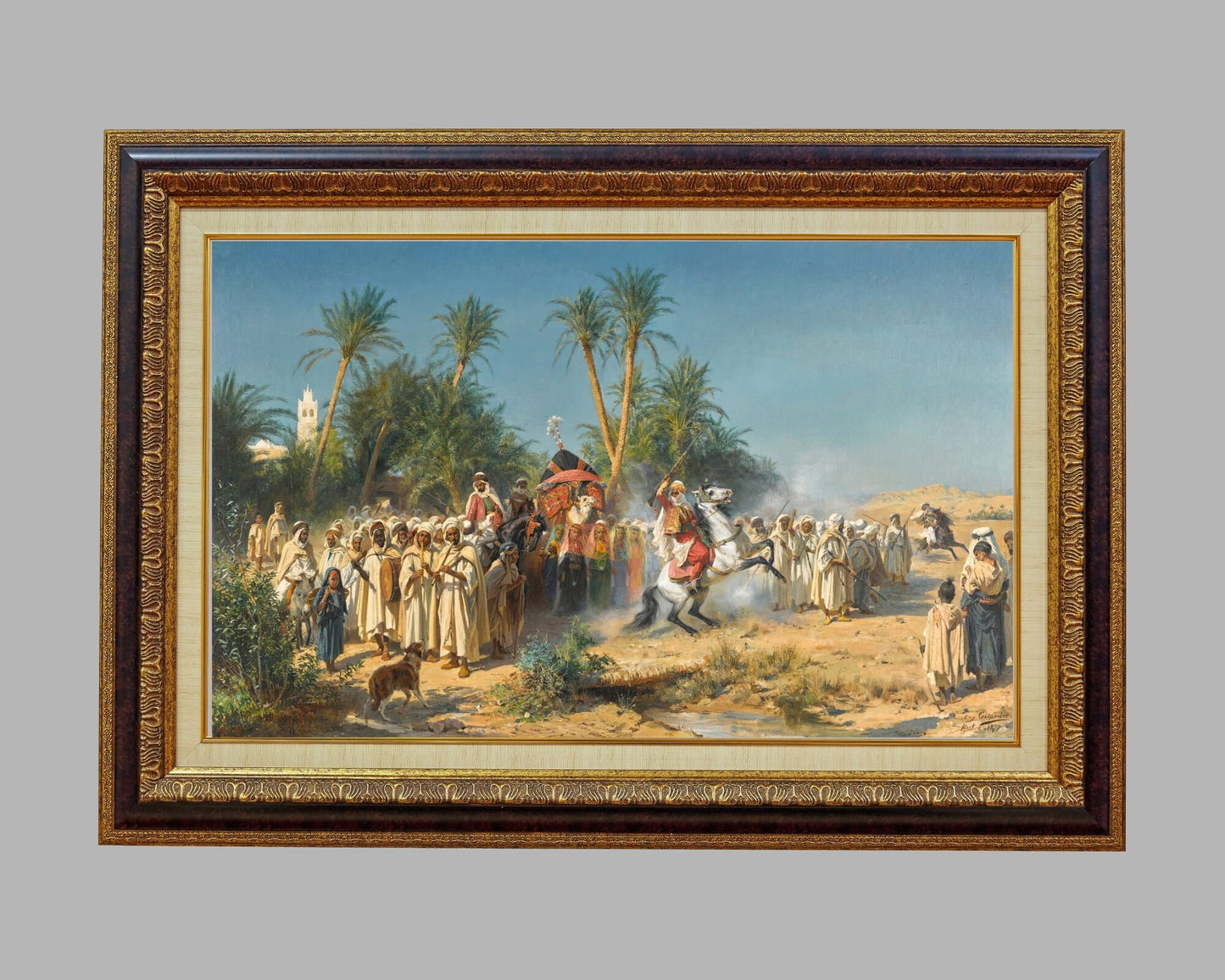 Celebration at Biskra Painting by Eugine Alexis Girardet Wall Art Print framed