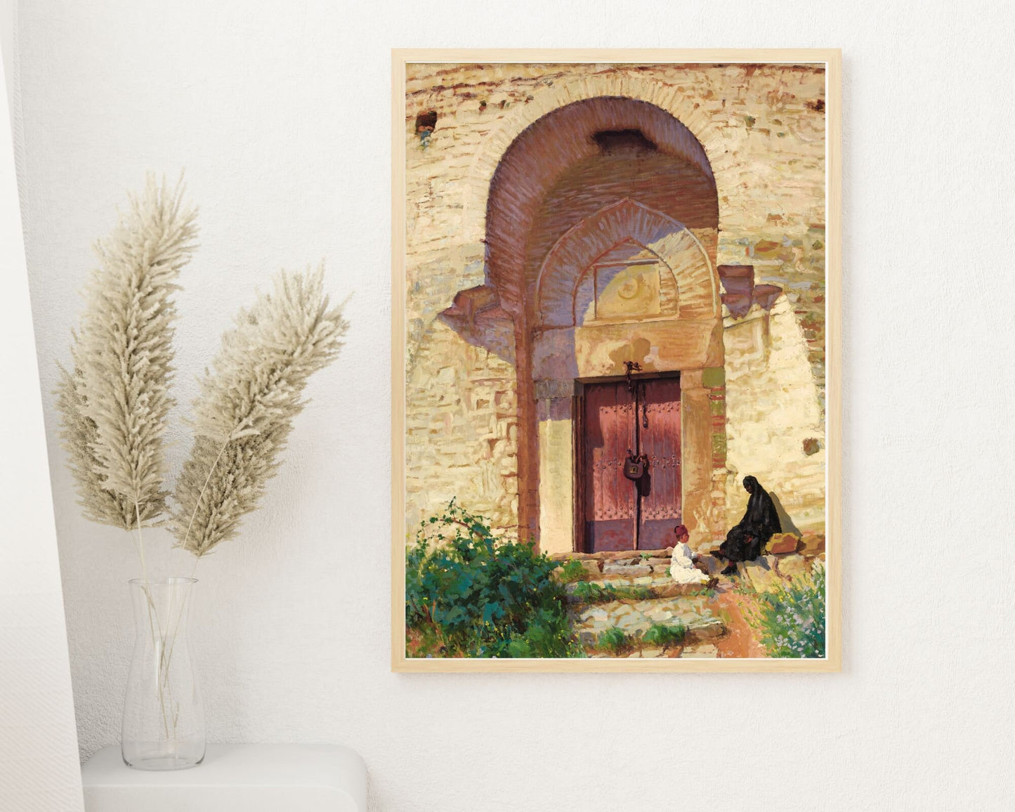 Entrance to the Mosque Painting by Panos Terlemezian Art Print framed