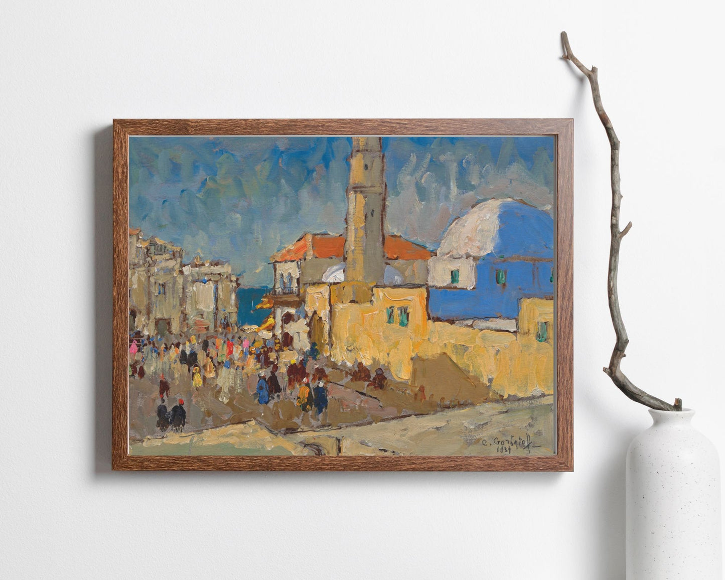 A Mosque in Jaffa Painting by Konstantin Gorbatov Art Print wood frame