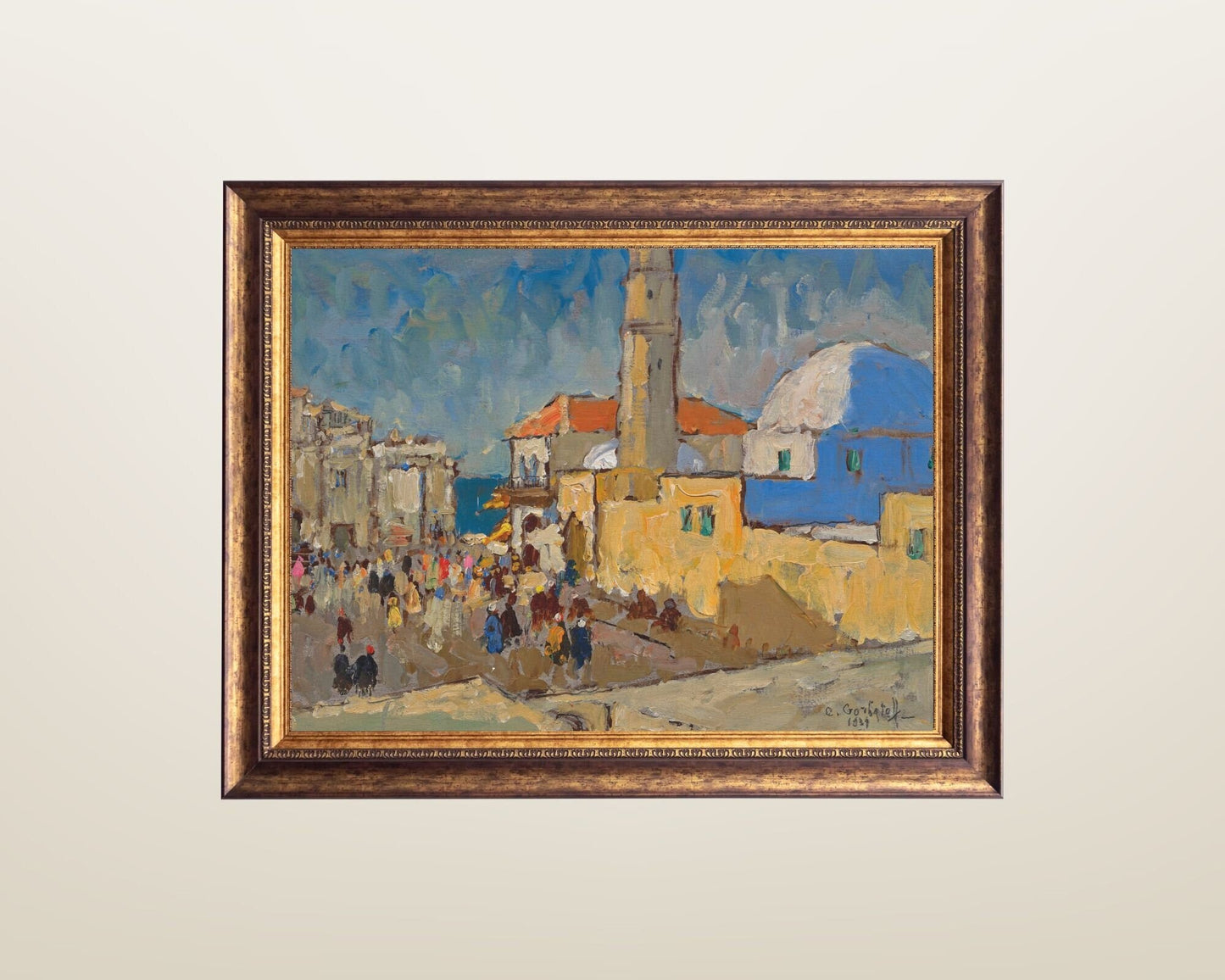 A Mosque in Jaffa Painting by Konstantin Gorbatov Art Print framed