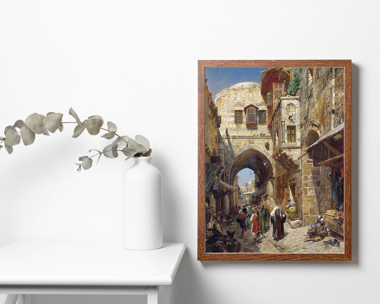 David Street Painting by Gustav Bauernfeind Wall Art Print wood frame