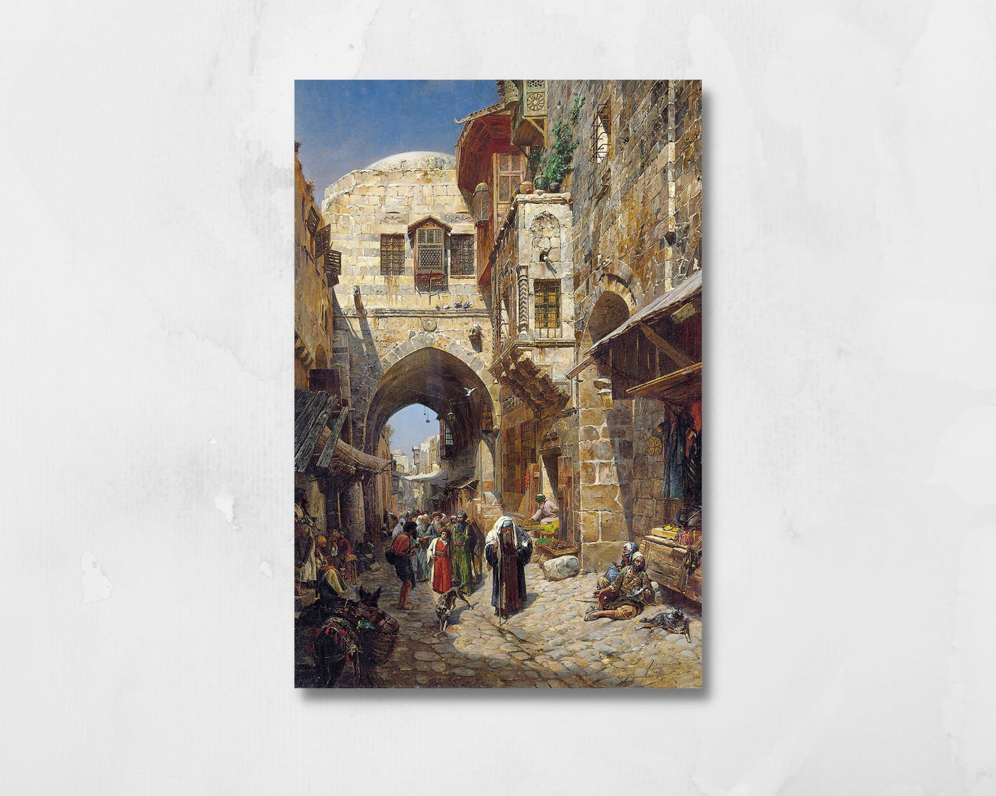David Street Painting by Gustav Bauernfeind Wall Art Print reproduction