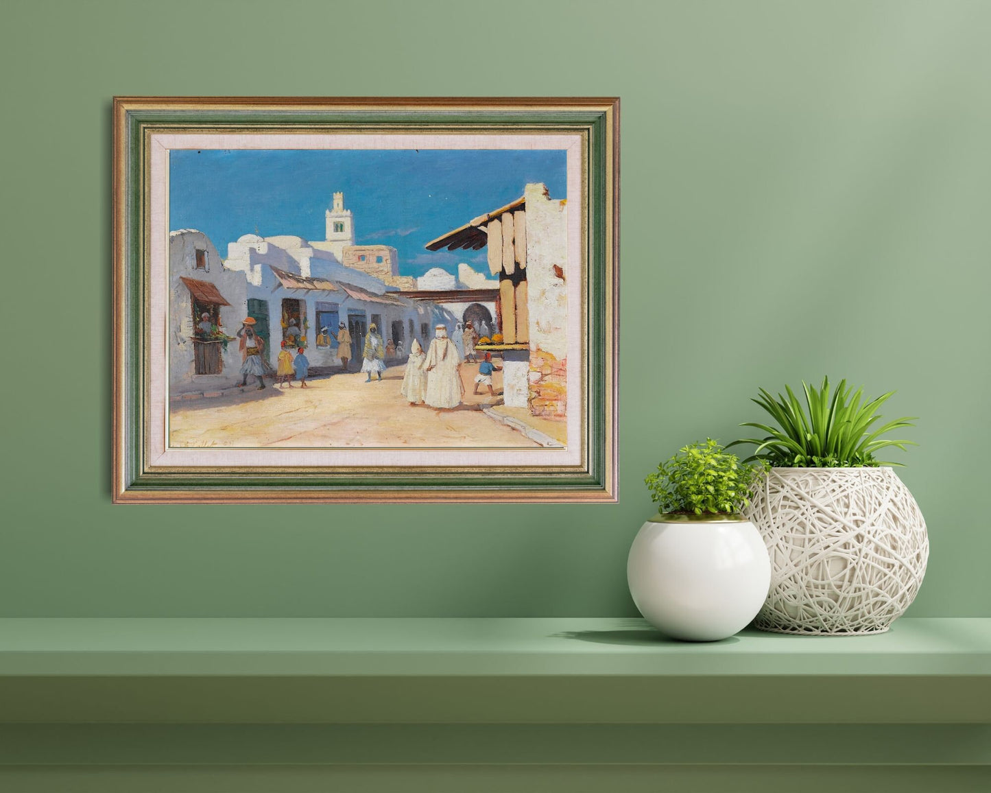 A Street in Tunis Painting by Charles Cottet Art Print Reproduction framed