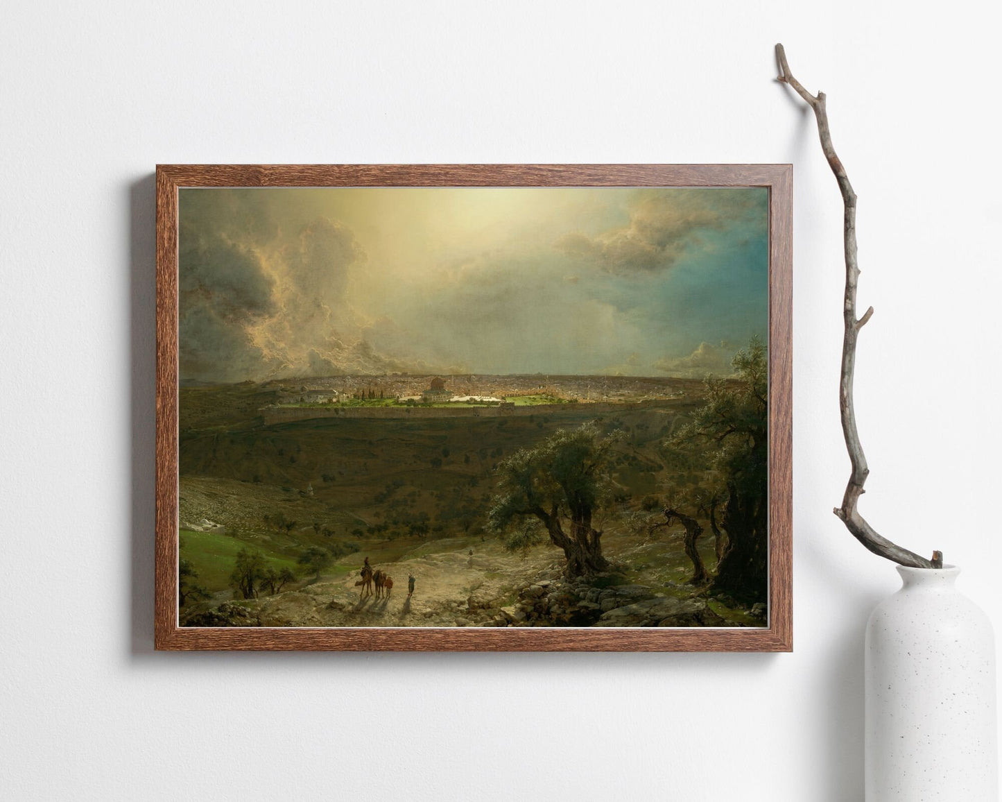 Jerusalem from the Mount of Olives Painting by Fredric Edwin Wall Art Print wood frame