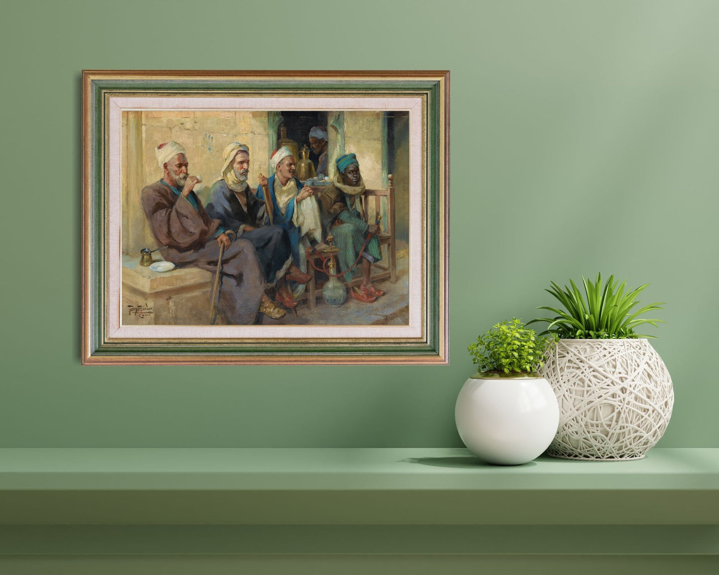 Tea Time painting by Anton Binder Art Print Reproduction framed