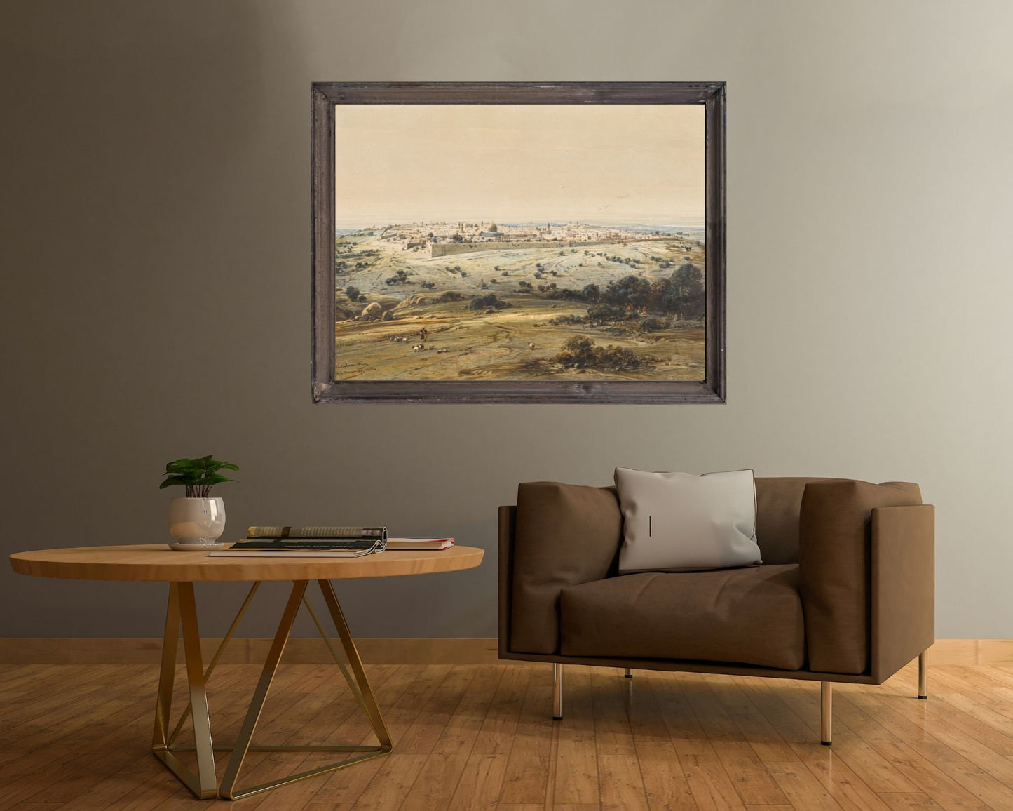 Jerusalem from the Mount of Olives Painting by Eduard Hildebrant Wall Art Print framed
