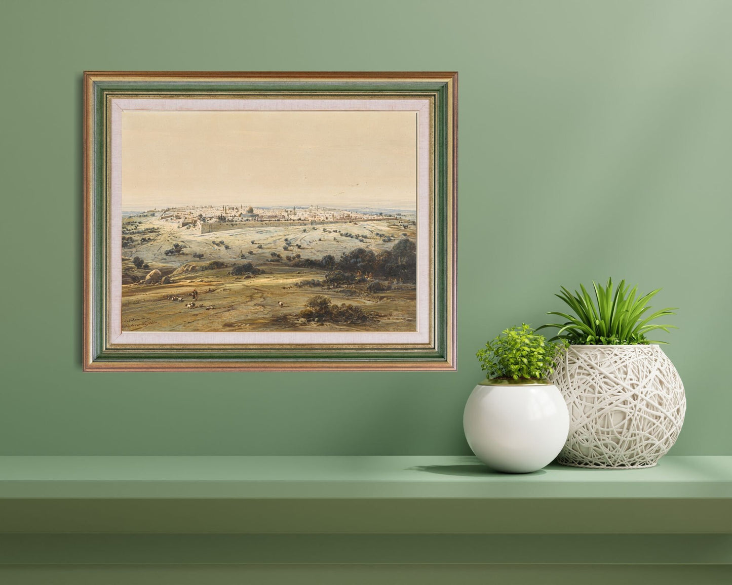 Jerusalem from the Mount of Olives Painting by Eduard Hildebrant Wall Art Print framed