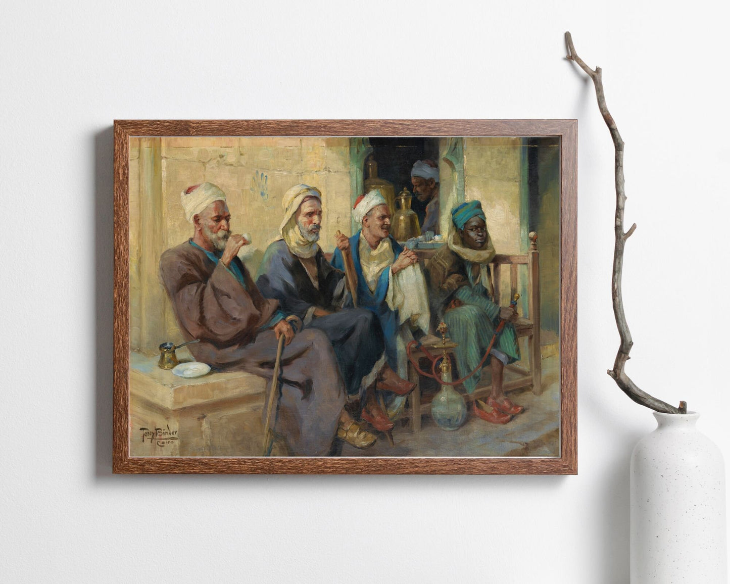 Tea Time painting by Anton Binder Art Print Reproduction wood frame
