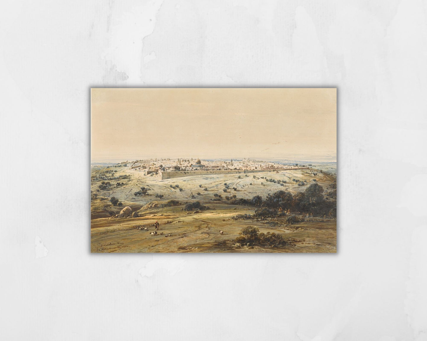 Jerusalem from the Mount of Olives Painting by Eduard Hildebrant Wall Art Print reproduction