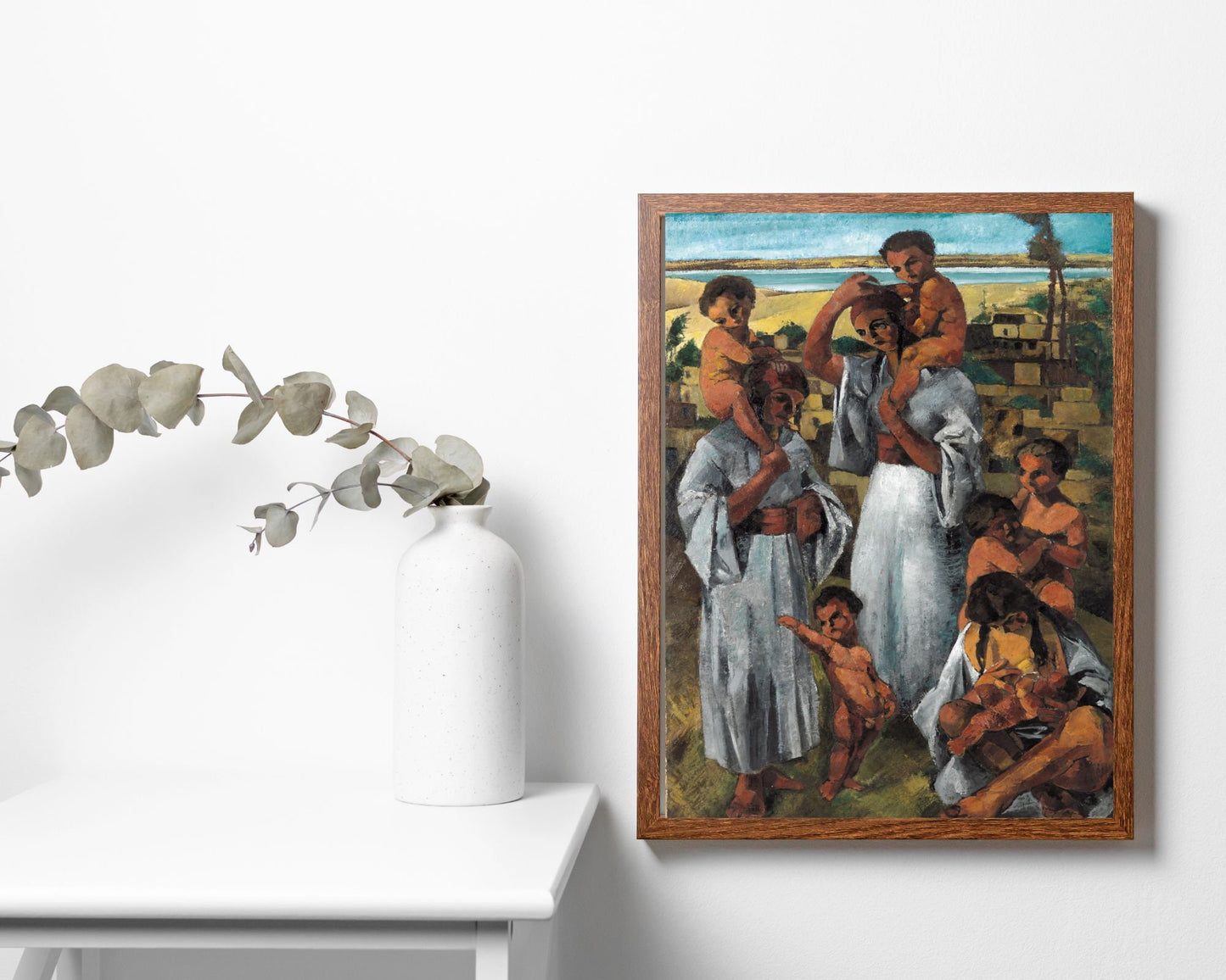 Arab Motherhood Painting by George Sabbagh Art Print wood frame